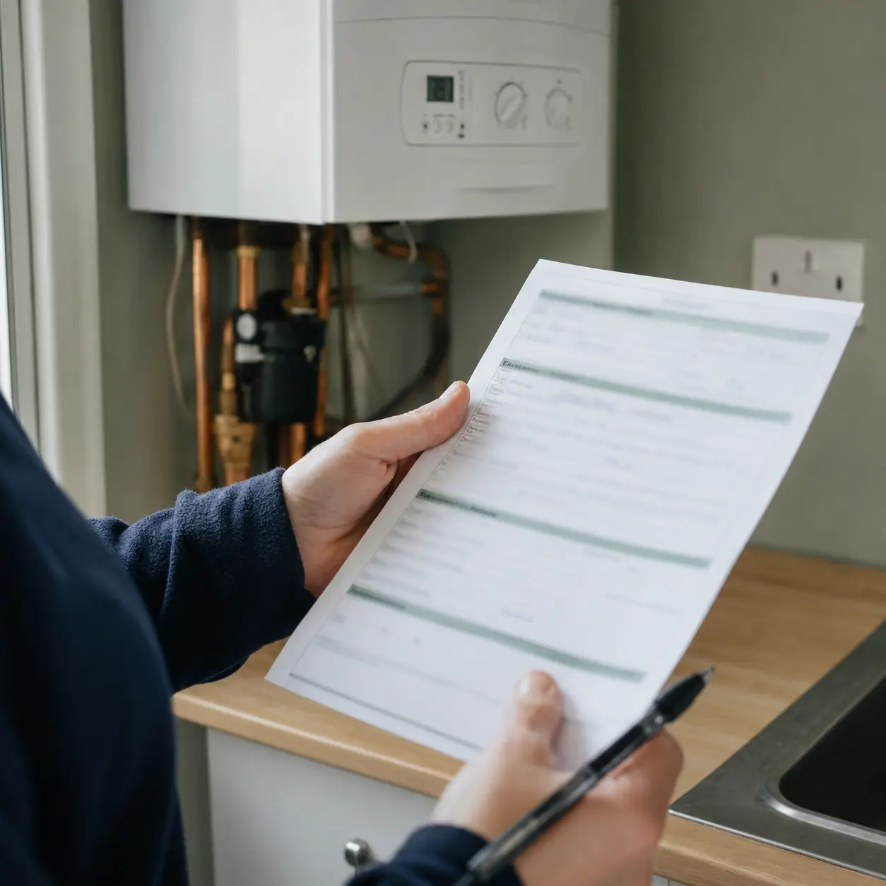 RGI engineer completing gas safety certification for a heat pump retrofit in Ireland