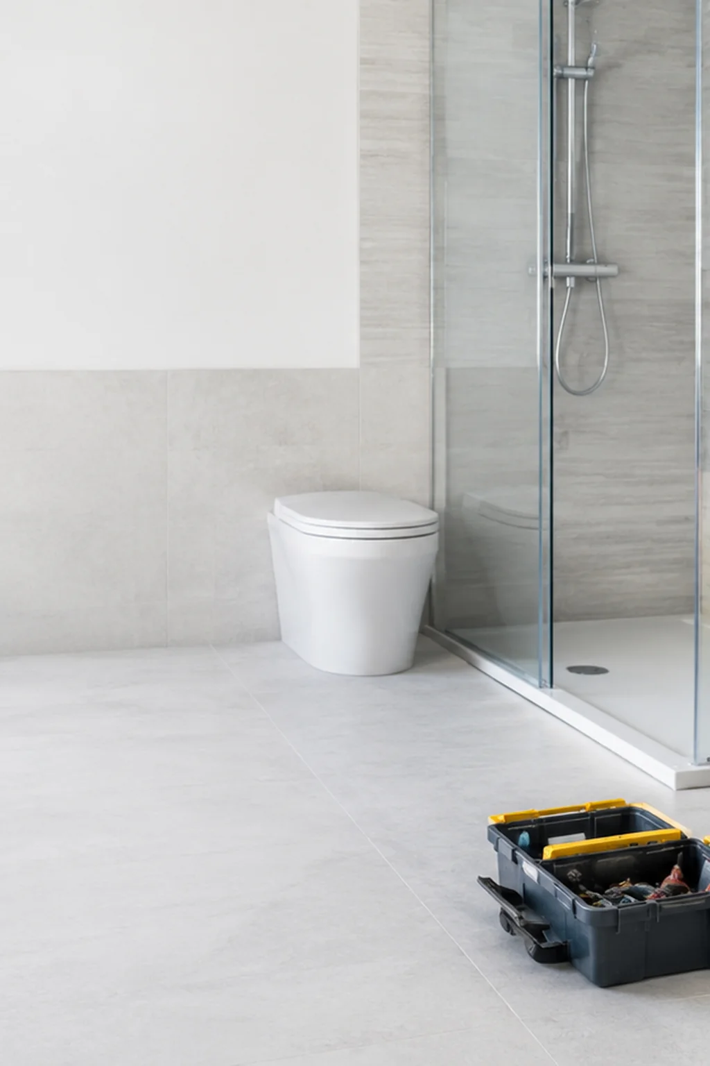 Plumber fitting a new bathroom suite in a home in Carlow