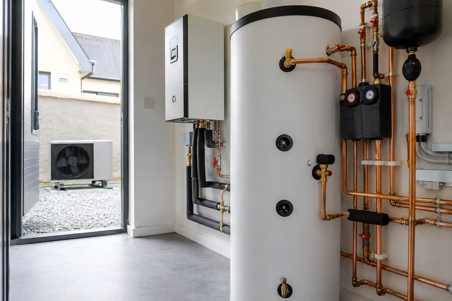Oil-fired central heating boiler and tank feed at an Irish home