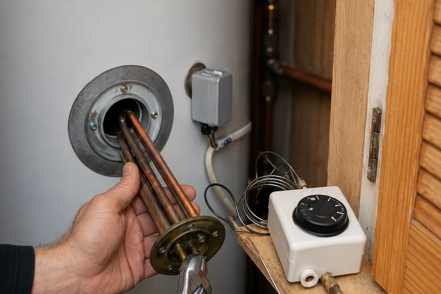 Immersion element replacement in progress at a home in Cavan