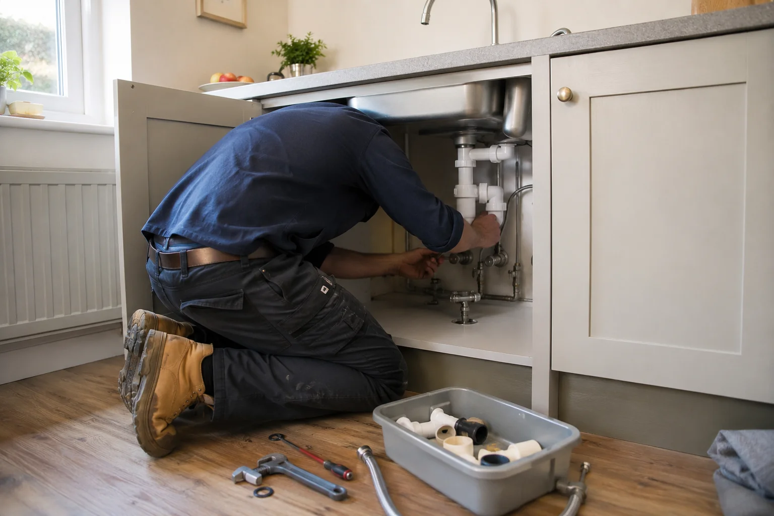 New kitchen pipework being installed in Monaghan