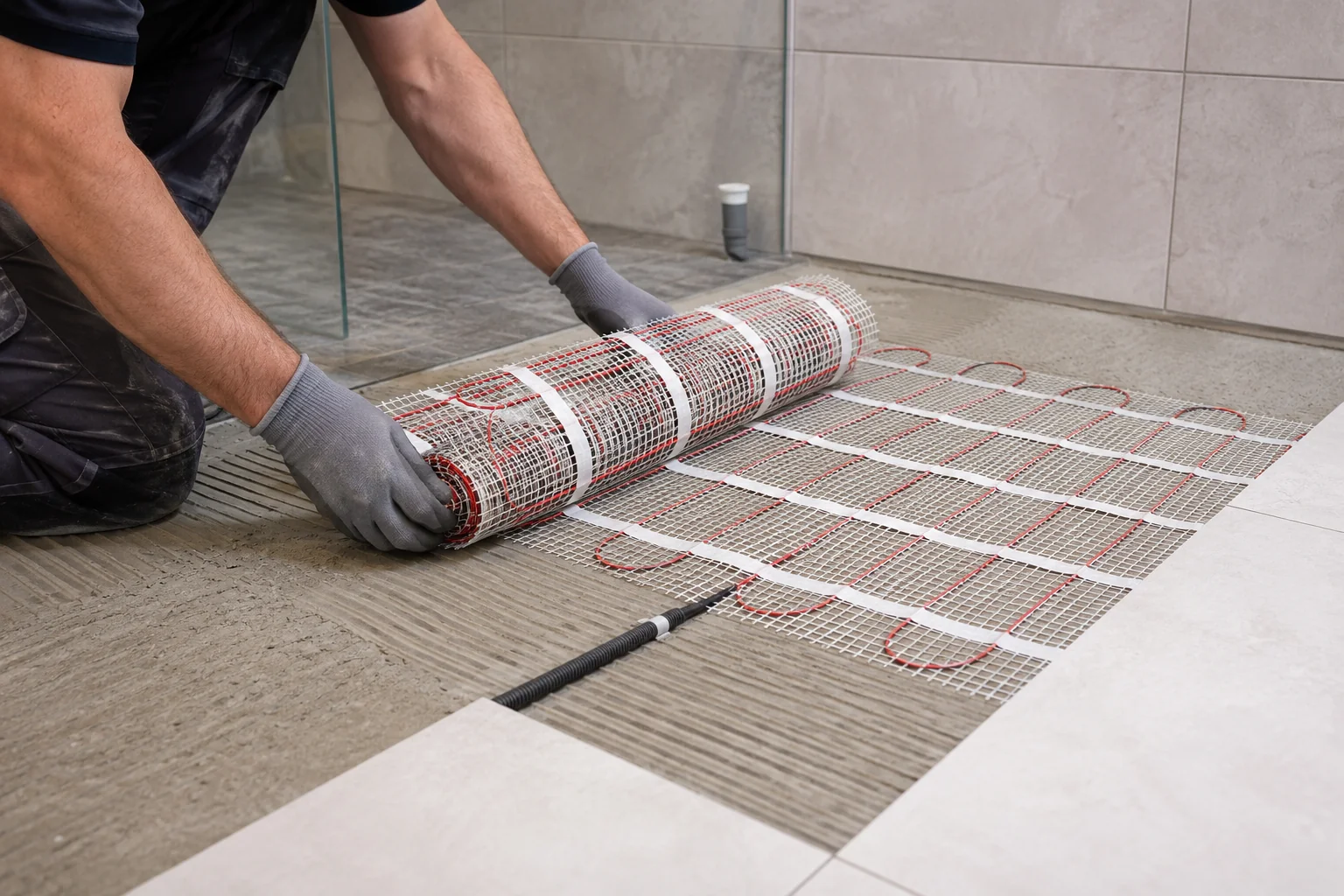 Underfloor heating installation in progress at a home in Kildare
