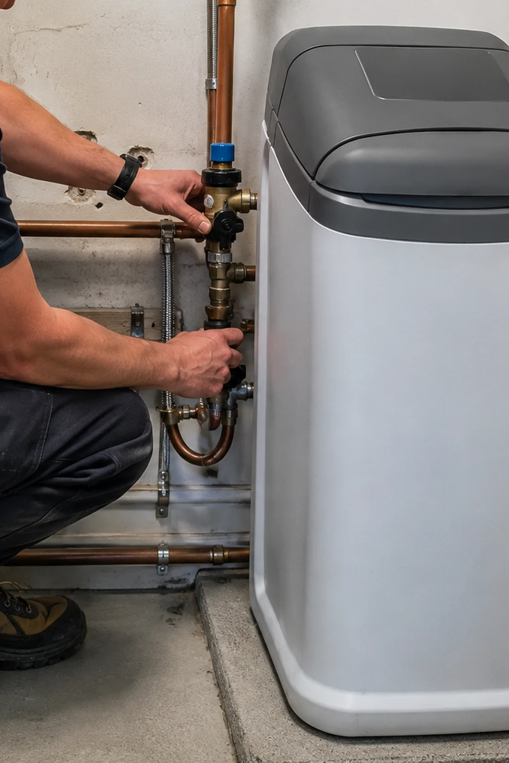 Water softener and mains pipework being installed in Roscommon
