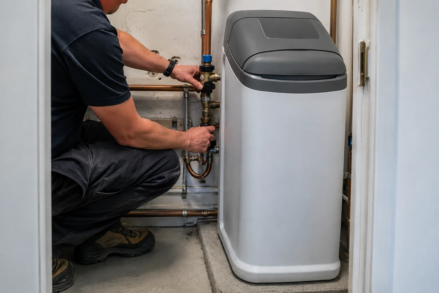 Brine tank and salt for a domestic water softener