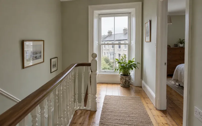 A landing and stairs in an Irish home