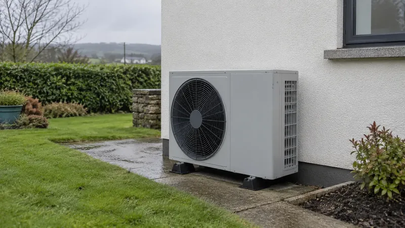 An air-source heat pump outside an Irish home