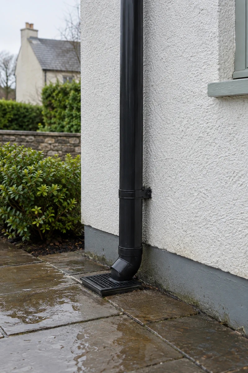 A gutter and drainage in an Irish home