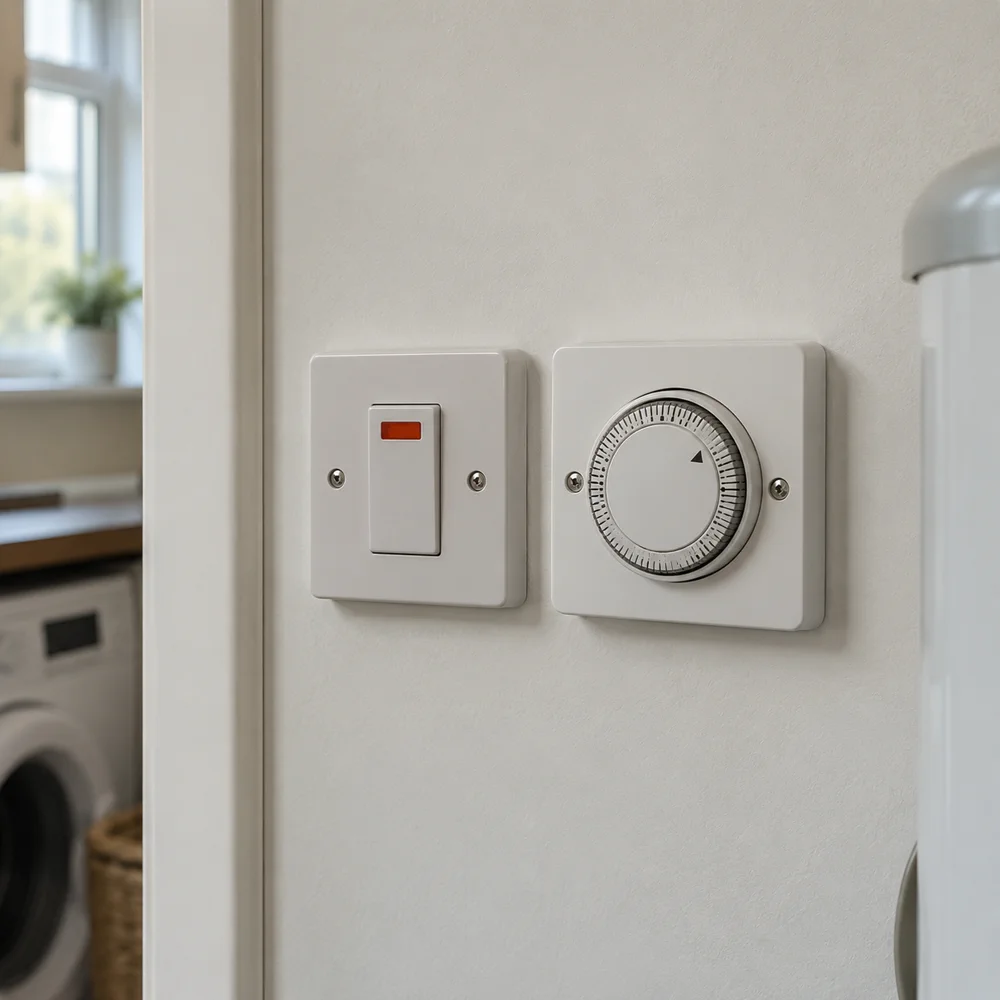 Immersion heater switch on an Irish hot water cylinder