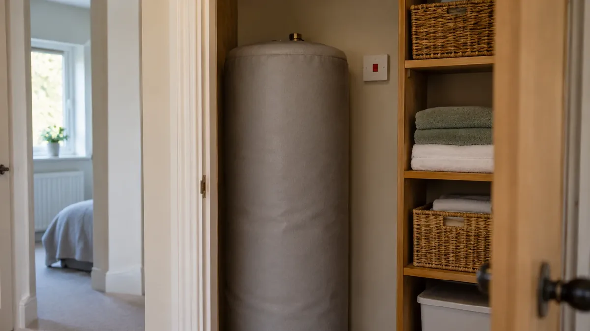 A hot water cylinder with an immersion element being replaced in an Irish home