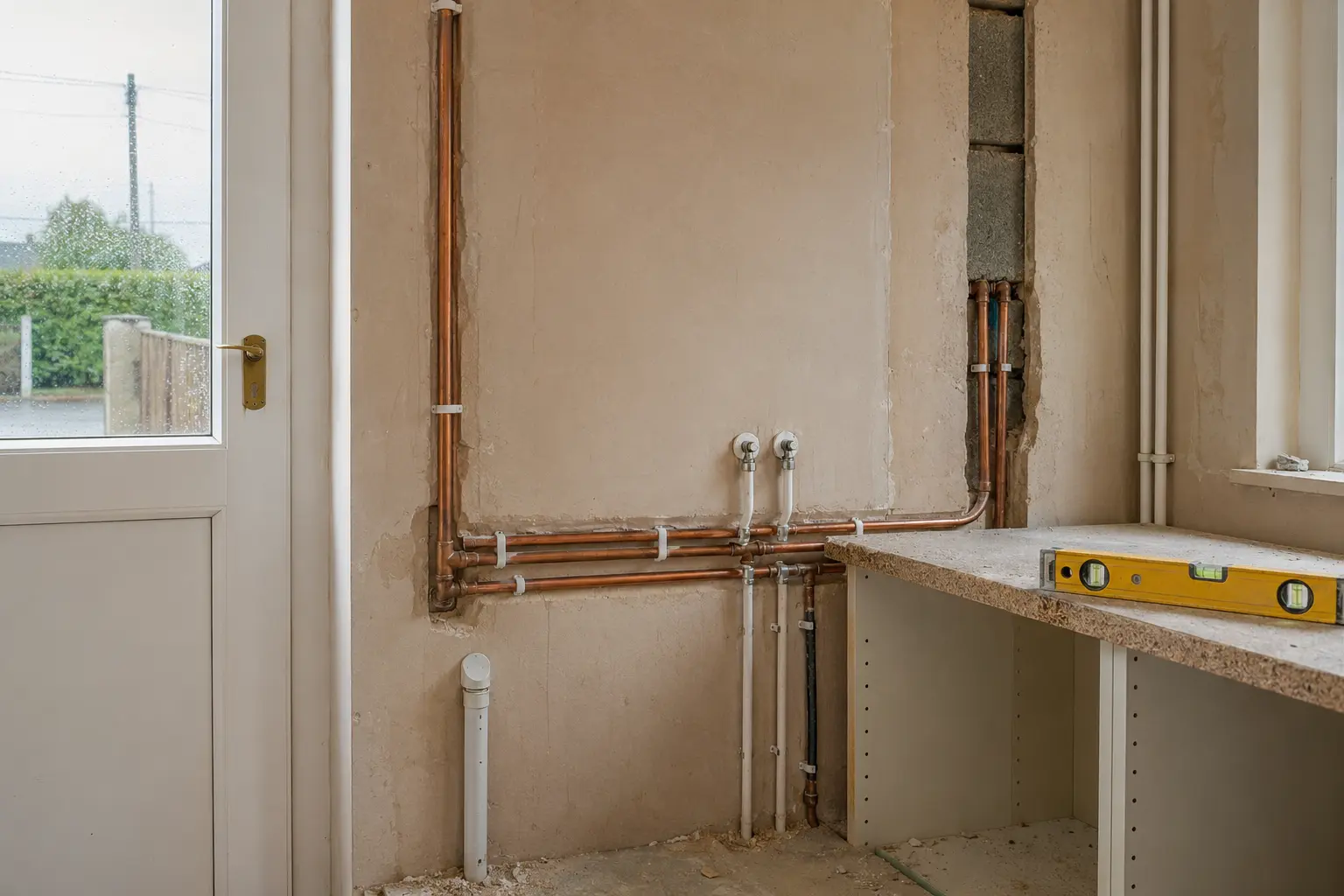 Copper pipework and plumbing installation